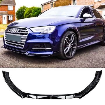 For 17-20 Audi A3 S Line S3 8V Front Splitter Gloss Black